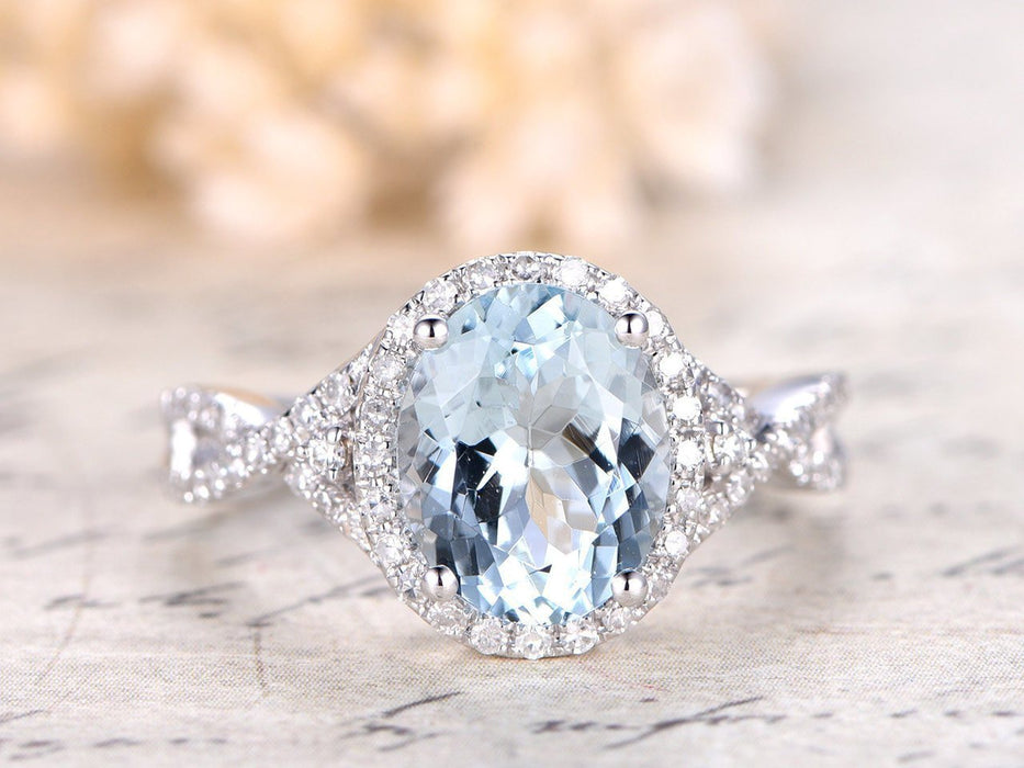 Light Blue Diamond Infinity Wedding Ring Anniversary Band - Rare Earth  Jewelry